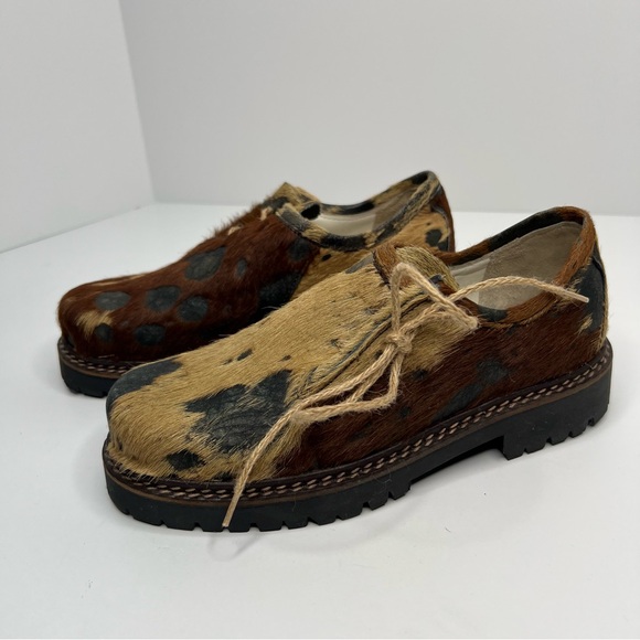 Geier Wally Calf Hair Cow Print Oxford Shoes Size 36 - Picture 2 of 13
